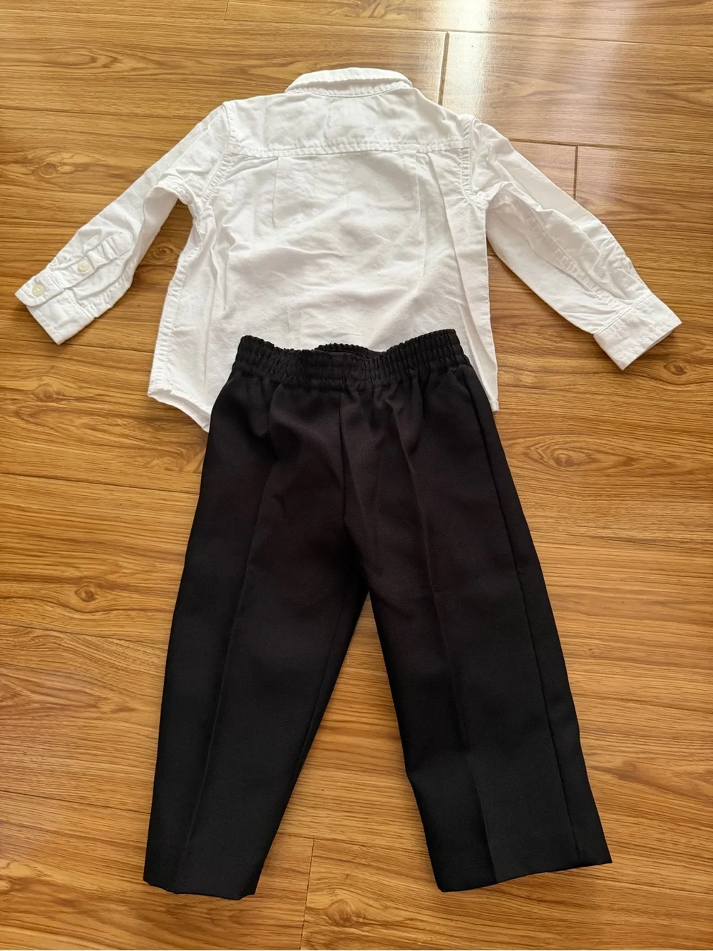 Preloved Boys Set Classic Black Kids Shirt & Pants - Comfortable Elastic Waist